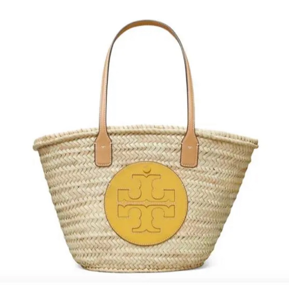 NWT Tory Burch Ella Yellow Straw Tote Bag